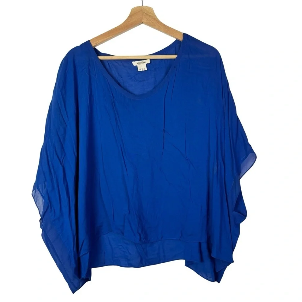 Helmut Lang Royal Blue Scoop Neck‎ Dolman Short Sleeve Blouse S